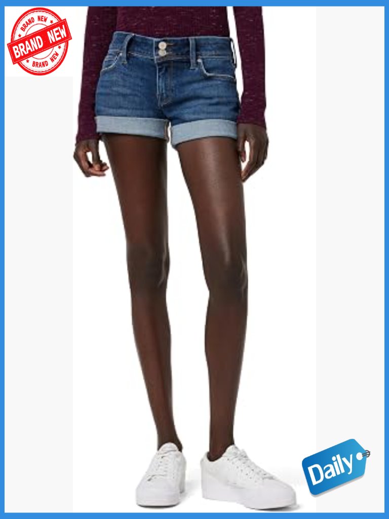 High Rise Cut Off Denim Shorts Mid Rise Stretch